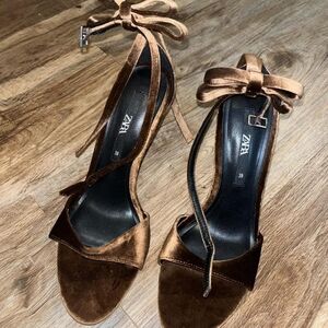 Zara Brown Velvet Women's Shoes